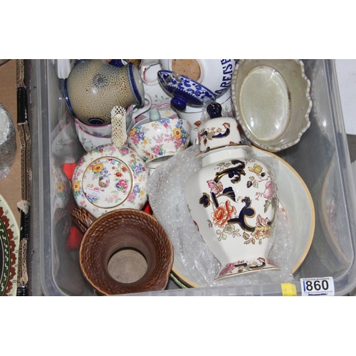 1860 - 2 boxes of assorted pottery etc