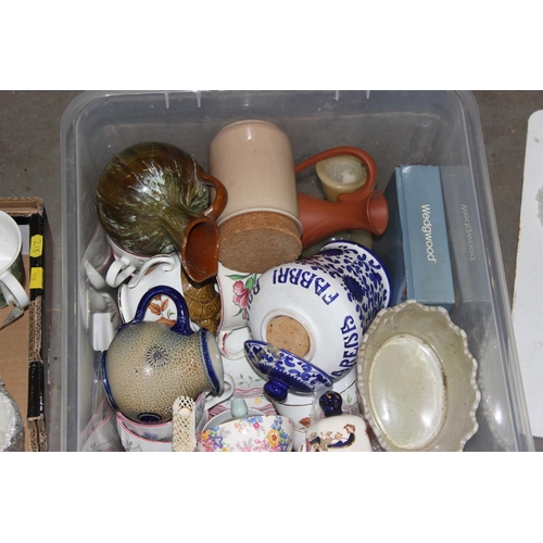 1860 - 2 boxes of assorted pottery etc