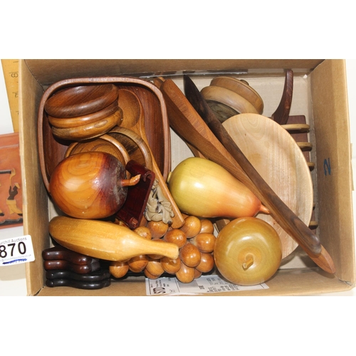 1870 - Qty of wooden ware and treen fruits etc