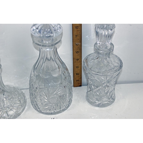 1887 - 3 assorted crystal decanters