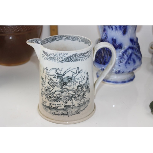 1900 - Qty of antique and later pottery to inc a Castle Hedingham E. Bingham pottery jug