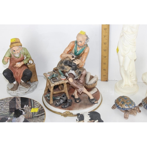 1937 - Qty of assorted items to inc Parian style figures and Wade Tortoises