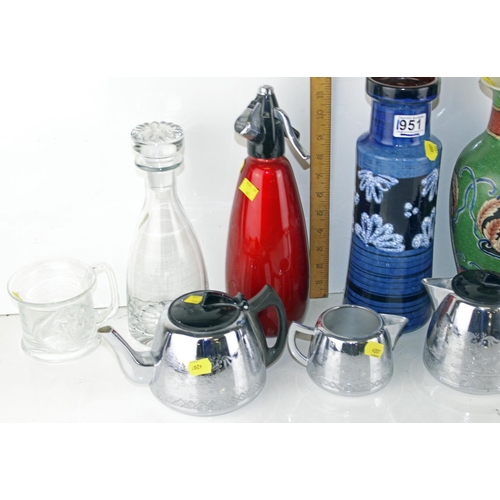 1951 - Qty of assorted retro items to inc Murano glass and a West German vase