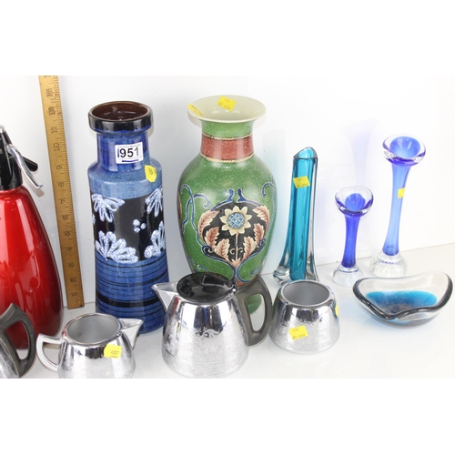 1951 - Qty of assorted retro items to inc Murano glass and a West German vase