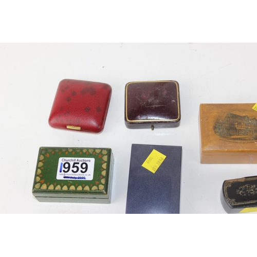 1959 - 7 assorted boxes to inc Mauchlineware and jewellery boxes