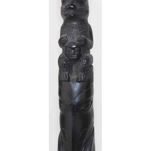 1966 - 5 ethic art pieces African and Inuit - Eskimo Art seal - fisherman signed Aisa (likely Aisa Amittu),... 