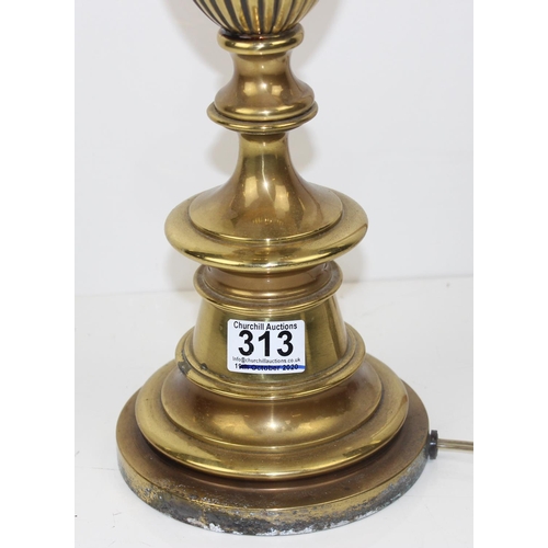 313 - An extremely large classical style brass lamp with shade