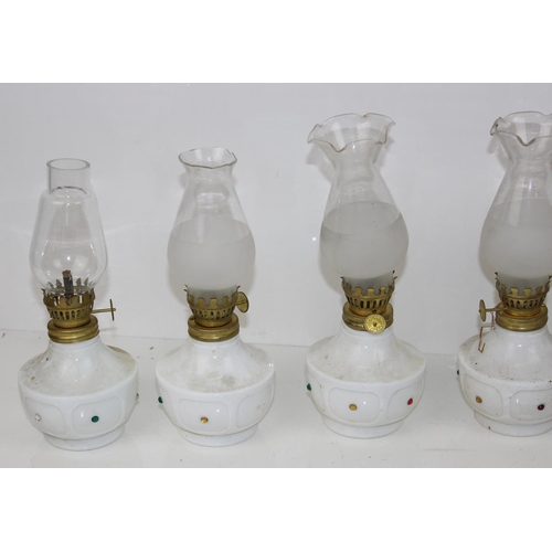 319 - 6 vintage milk glass lamps with some boxes - Peacock Lamp