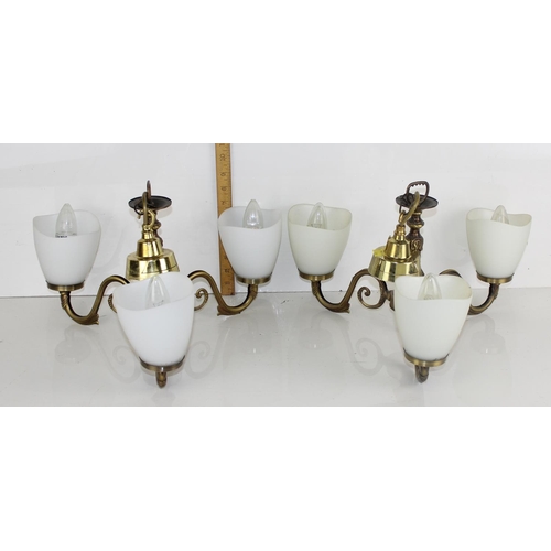 330 - A pair of hanging brass chandeliers