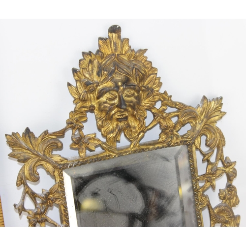 333 - A pair of 19th century gilded cast brass girandole wall mirrors marked verso JJ 30, the rectangular ... 