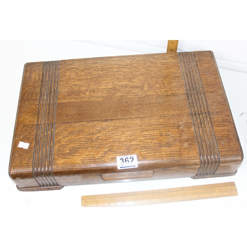 362 - Art Deco period wooden cutlery box and a small foot stool