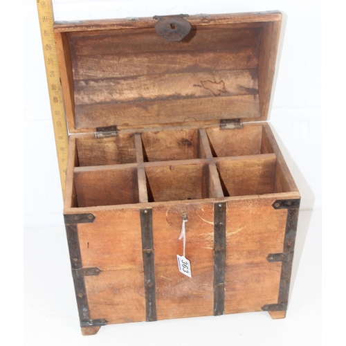 363 - A wooden and metal bound wine box