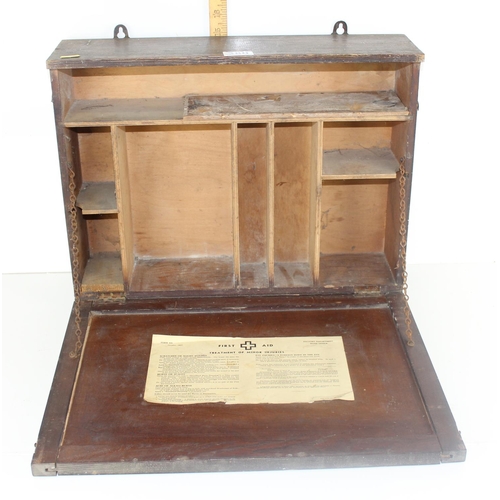 380 - A Vintage wooden Boots first aid box dated 1937