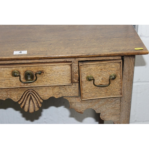 4 - Antique oak 3 drawer lowboy with drop handles