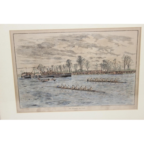 417 - 19th century print of the Boat Race and 2 other prints