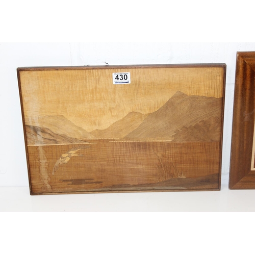 430 - 2 vintage marquetry pictures - Llyn Peris, Wales and one other