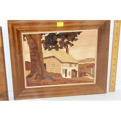 430 - 2 vintage marquetry pictures - Llyn Peris, Wales and one other