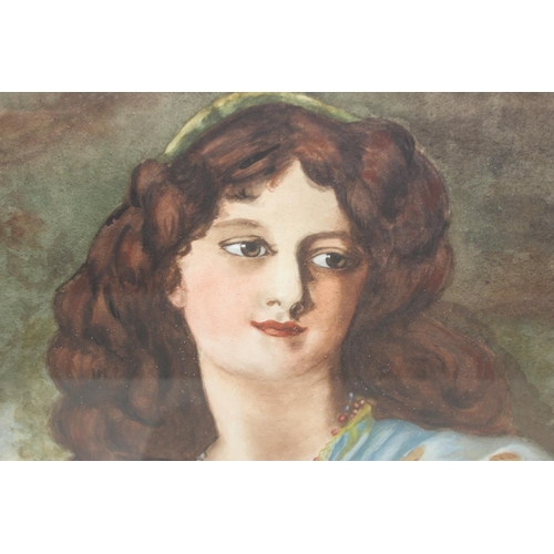 455 - Olive Miller (XX) - An early 20th century watercolour of a lady dated March 24th 1914