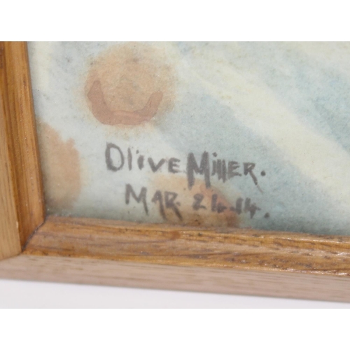 455 - Olive Miller (XX) - An early 20th century watercolour of a lady dated March 24th 1914