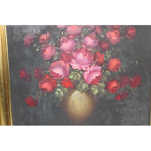 467 - H. Simpson (XX) - A large oil on canvas of roses