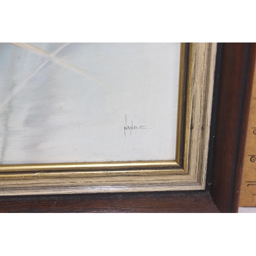 470 - Mike Nance (XX) - Oil painting of 2 field mice in wooden frame