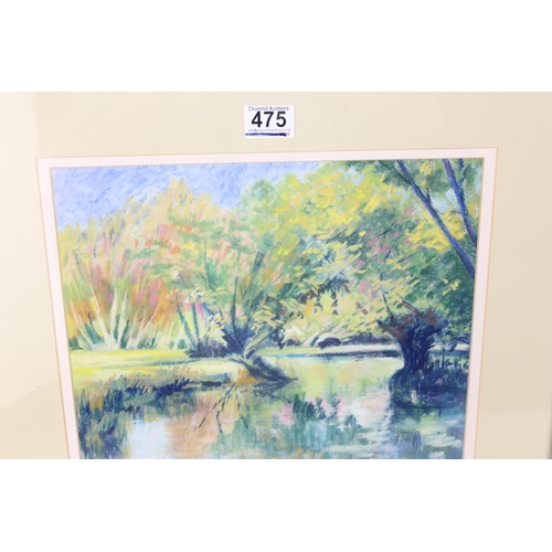 475 - River Coln near Bibury - pastel picture by E.J. White