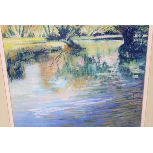 475 - River Coln near Bibury - pastel picture by E.J. White