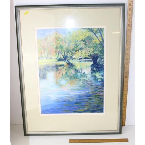 475 - River Coln near Bibury - pastel picture by E.J. White