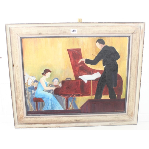 509 - Oil on board by J.W.A. Chorley entitled Concerto - Civil Service Art club