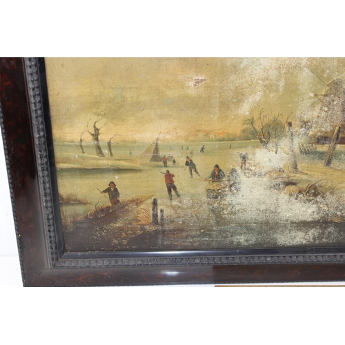 511 - Dutch School (19th Century) Oil on Canvas depicting a winter scene - seemingly unsigned and likely 1... 