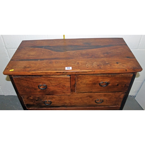 55 - An Indian hardwood 2 over 3 chest of drawers