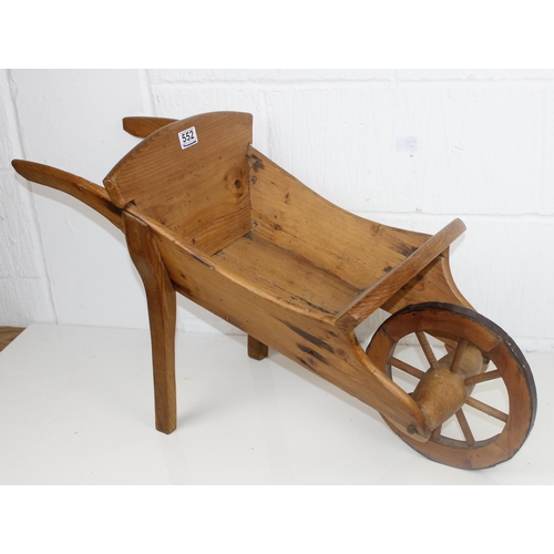 552 - Vintage small wooden wheelbarrow