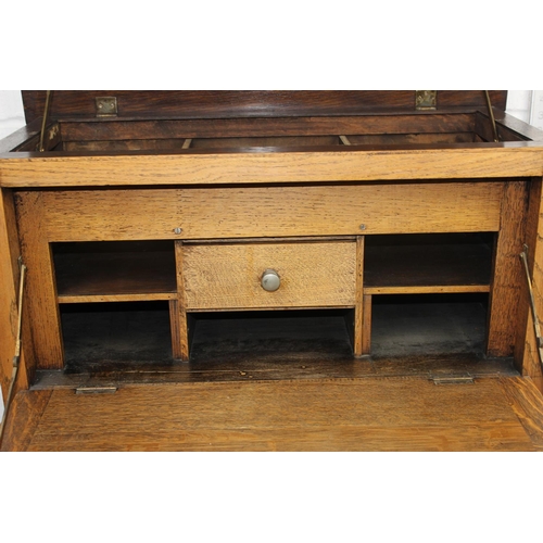 6 - An unusual 1930's oak bureau with opening lid