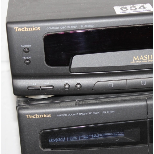 654 - A Technics Stereo system, turntable and speakers - SL-CH550, RS-CH550, SH-CH550, SA-CH550, SB-CH550 ... 