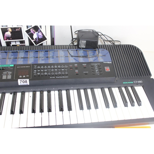 708 - A Casio CT-680 keyboard with various extras