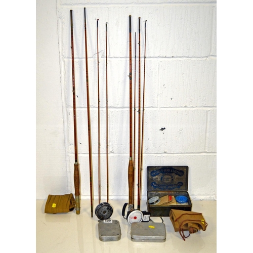 800 - Qty of assorted vintage fishing items to inc rods, reels and fly boxes etc