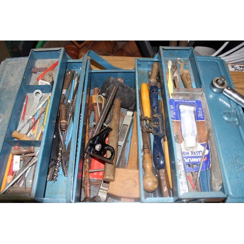 876 - Concertina tool box and contents and another box of tools