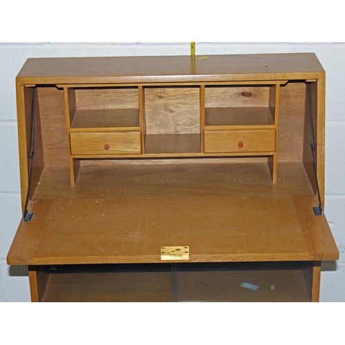 90 - Vintage light oak bureau bookcase