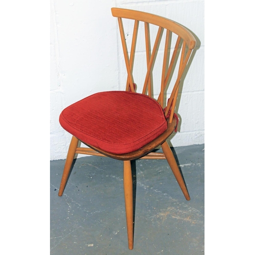 94 - A set of 5 vintage Blonde Ercol dining chairs in the Candlestick design with cushions