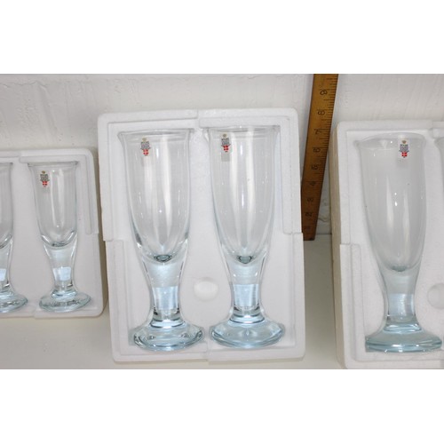 1770 - 8 Danish Holmegaard tall beer glasses - 2 different sizes