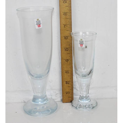 1770 - 8 Danish Holmegaard tall beer glasses - 2 different sizes