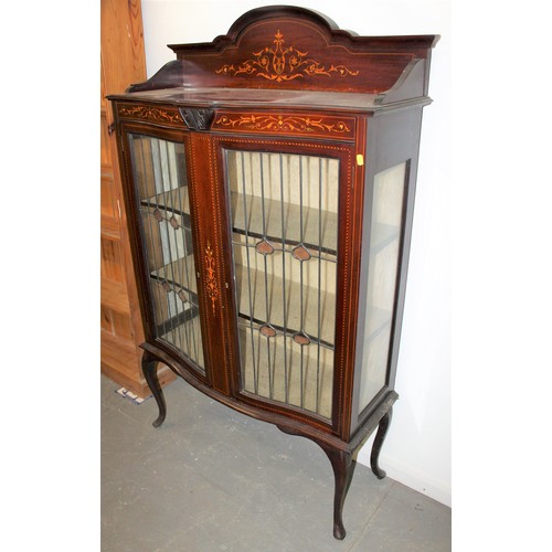 188 - Art Nouveau period bow fronted glazed display cabinet