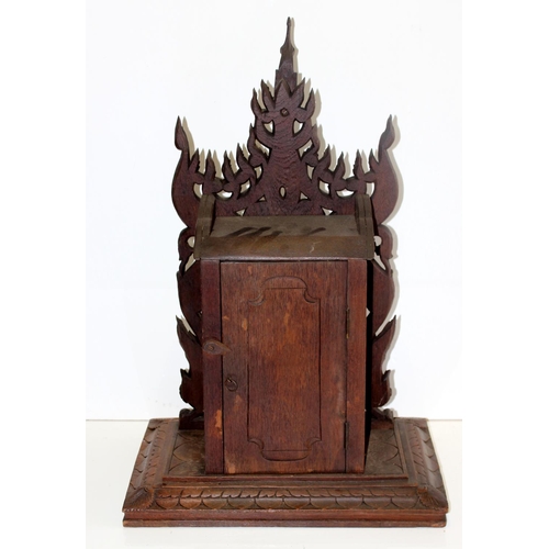 1457 - A highly impressive early 20th century carved hardwood mantle clock in the Anglo-Indian style. Profu... 