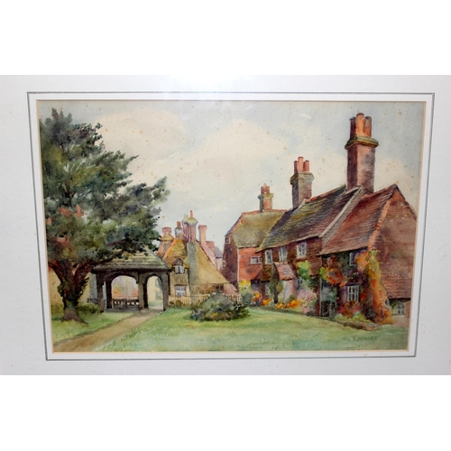 530 - 5 early 20th century watercolours to inc ones by A. Winder and an antique tapestry panel