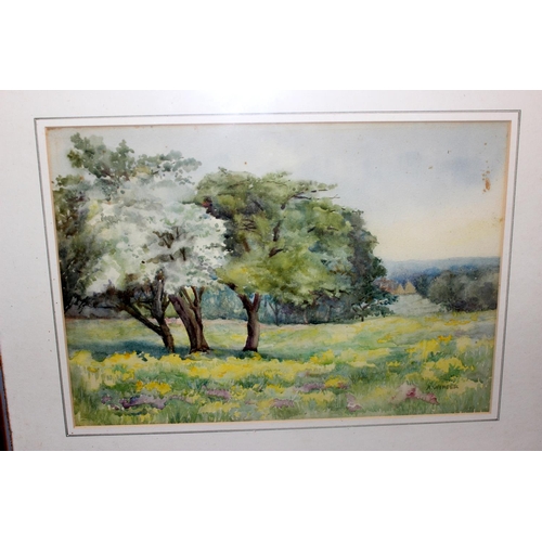 530 - 5 early 20th century watercolours to inc ones by A. Winder and an antique tapestry panel