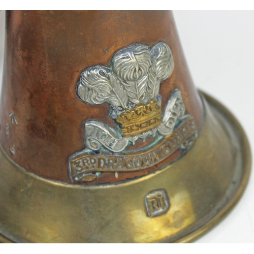 1045 - An early 20th century military bugle marked to 3rd Dragoon Guards, also named to 5833 Bugler R. Imri... 