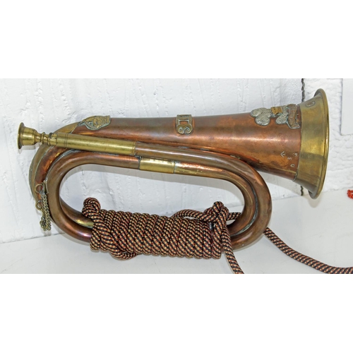 1045 - An early 20th century military bugle marked to 3rd Dragoon Guards, also named to 5833 Bugler R. Imri... 