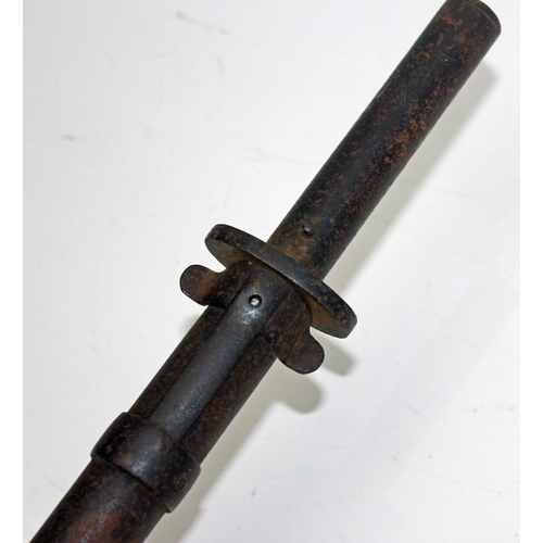 1052 - An unusual walking stick/ sword stick - possibly a Customs & Excise bale probe stick with bayonet fi... 