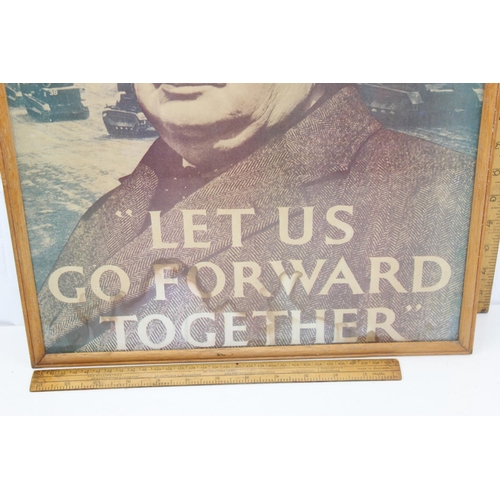 1061 - An Original WWII Winston Churchill ' Let Us Go Forward Together ' propaganda display poster. Printed... 