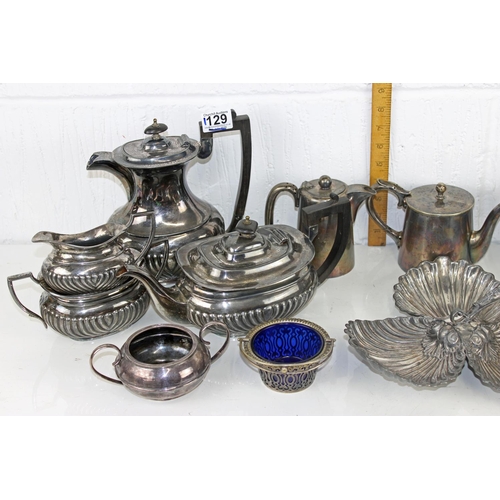 1129 - Qty of assorted silver-plate and metalware